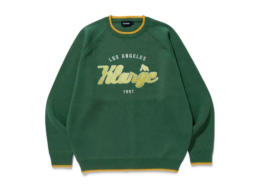 XLARGE TEAM LOGO KNIT SWEATER XLARGE "Green"