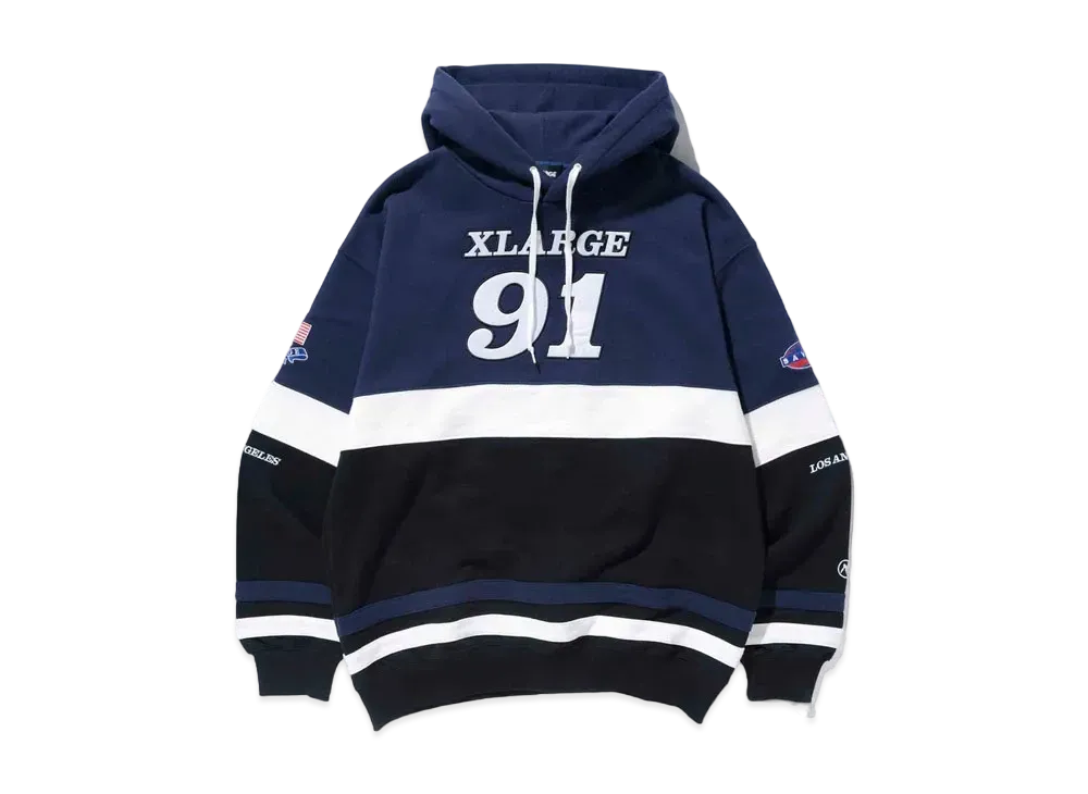 XLARGE TEAM PANELED HOODED SWEAT XLARGE "Navy"