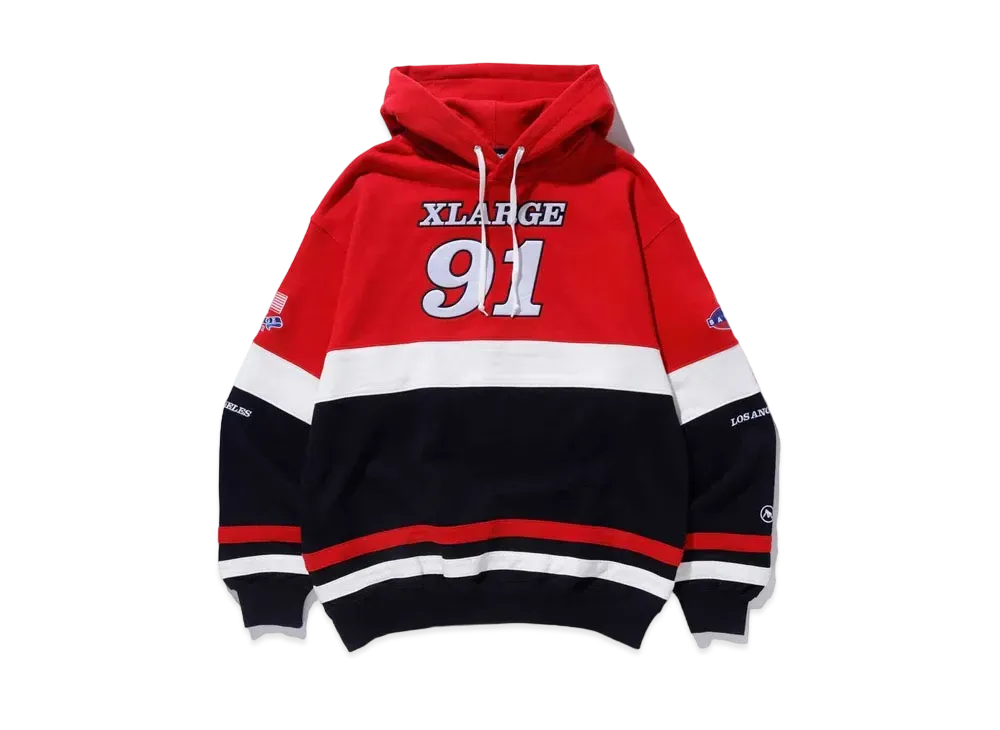 XLARGE TEAM PANELED HOODED SWEAT XLARGE "Red"