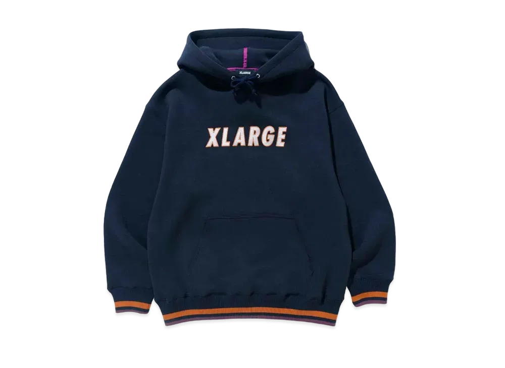 XLARGE TAPED PULLOVER HOODED SWEAT "Navy"
