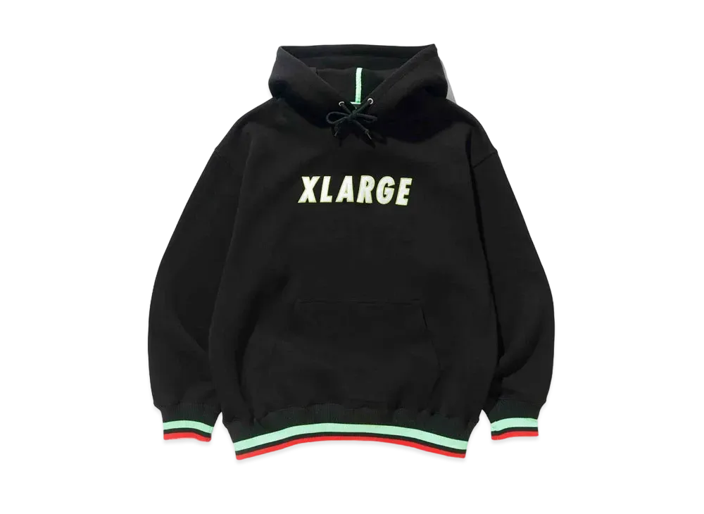 XLARGE TAPED PULLOVER HOODED SWEAT "Black"