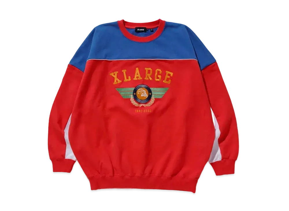 XLARGE PILOT LOGO PANELED CREWNECK SWEAT "Red"