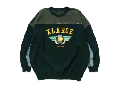 XLARGE PILOT LOGO PANELED CREWNECK SWEAT "Black"
