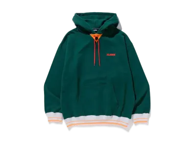 XLARGE STRIPE RIB PULLOVER HOODED SWEAT "Green"