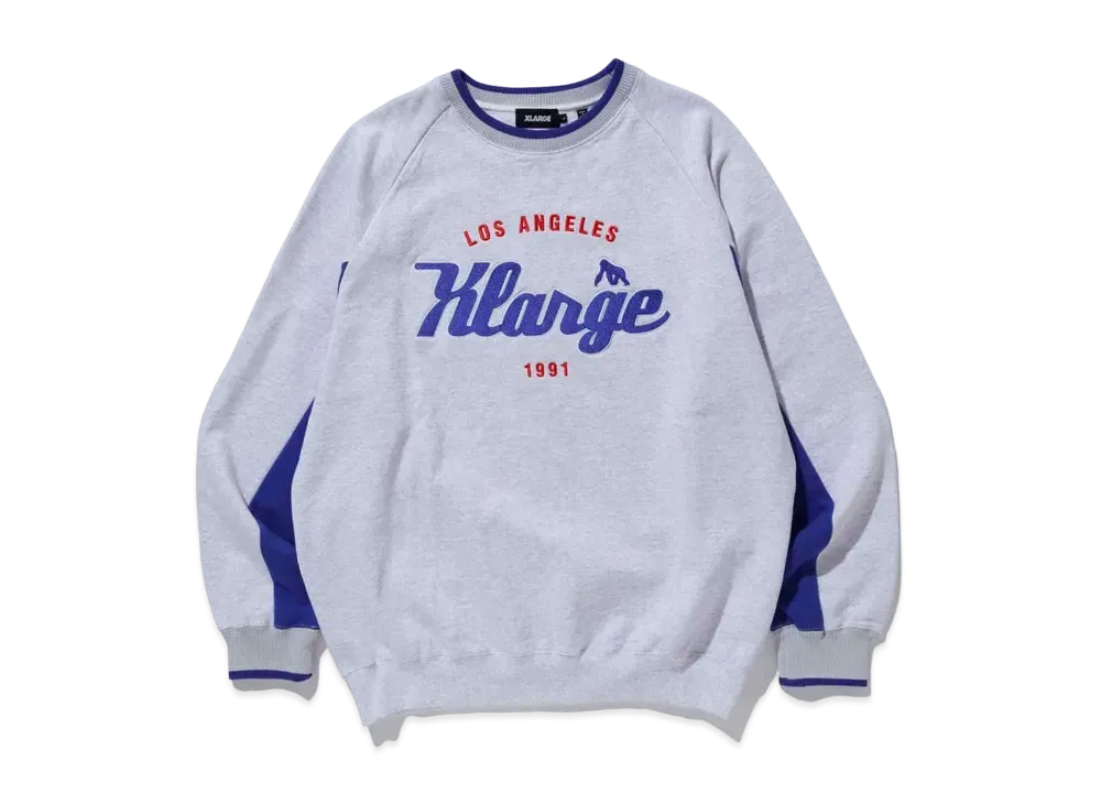 XLARGE TEAM LOGO 2TONE CREWNECK SWEAT "Ash"