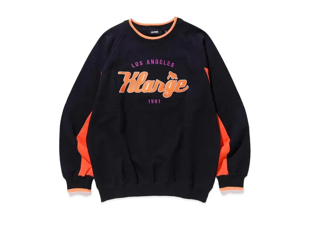 XLARGE TEAM LOGO 2TONE CREWNECK SWEAT "Black"