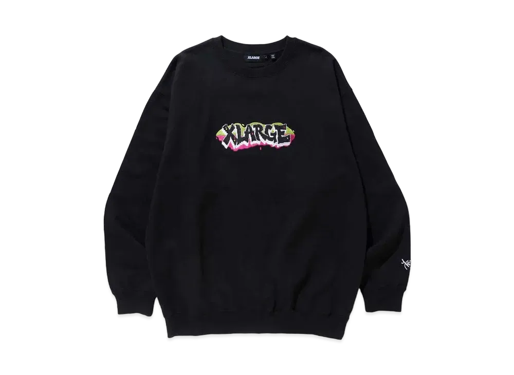 XLARGE GRAFFITI EMBROIDERY CREWNECK SWEAT "Black"