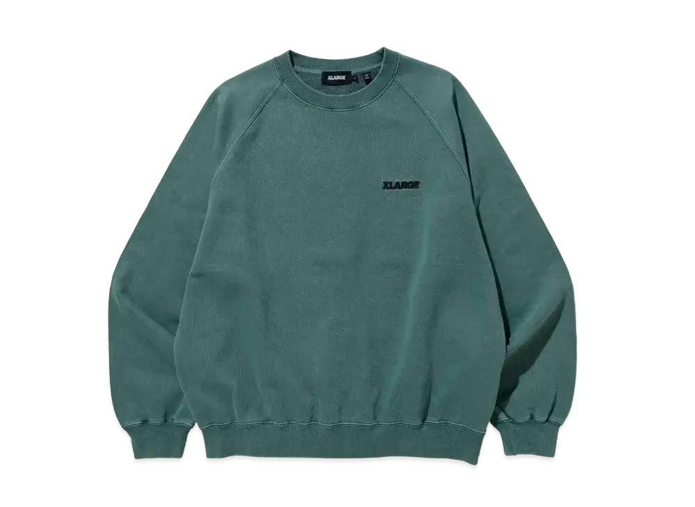 XLARGE OVERDYED RAGLAN CREWNECK SWEAT "Green"