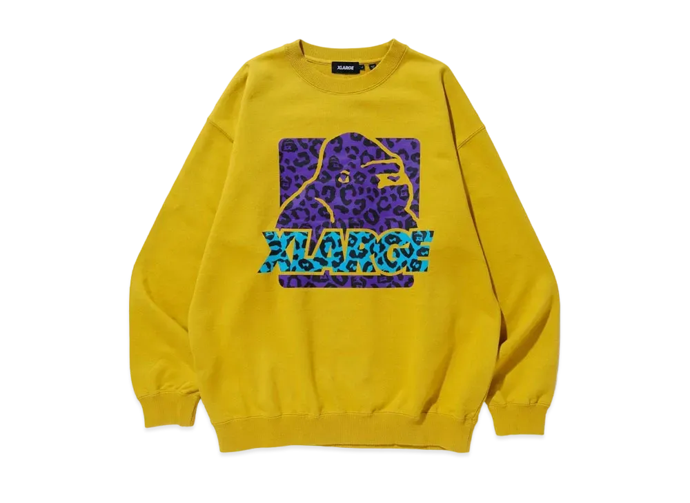 XLARGE LEOPARD OG CREWNECK SWEAT "Mustard"