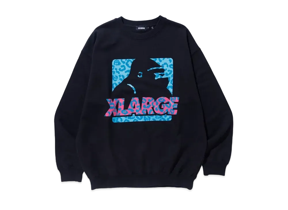 XLARGE LEOPARD OG CREWNECK SWEAT "Black"