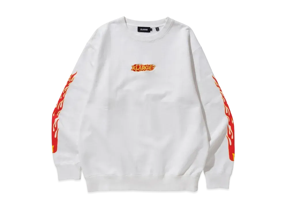 XLARGE FIRE LOGO CREWNECK SWEAT "White"