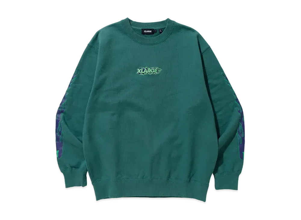 XLARGE FIRE LOGO CREWNECK SWEAT "Green"