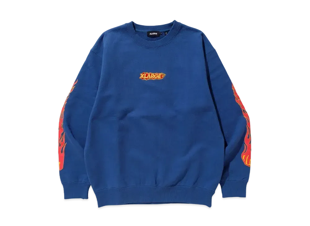 XLARGE FIRE LOGO CREWNECK SWEAT "Blue"