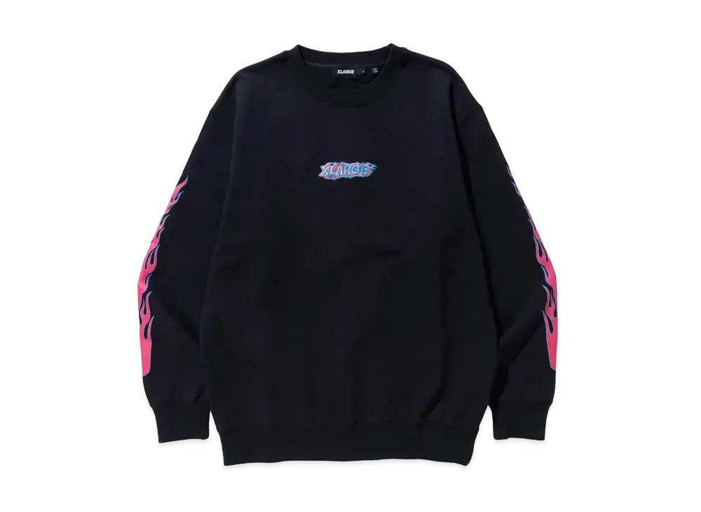 XLARGE FIRE LOGO CREWNECK SWEAT "Black"