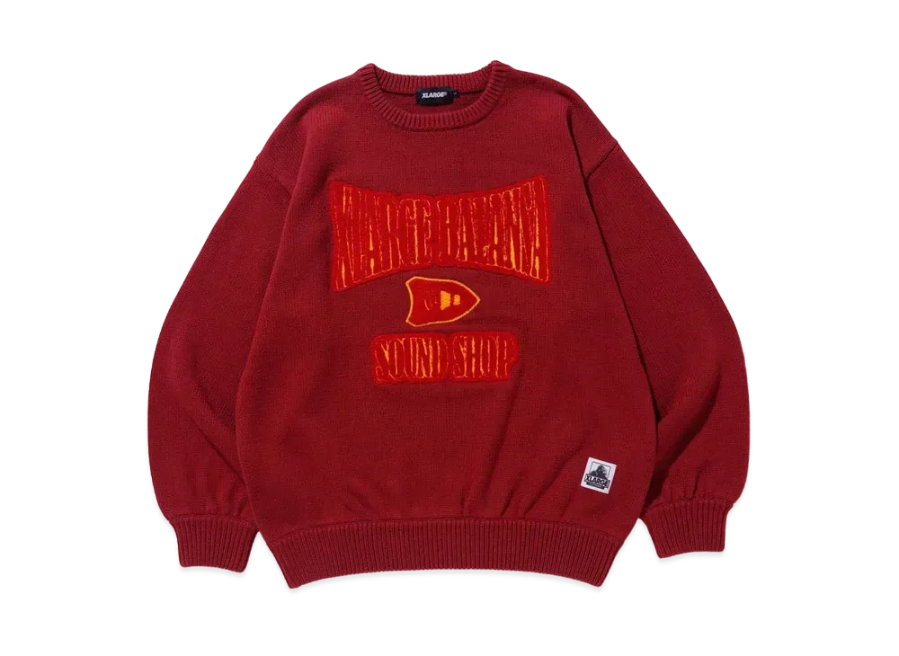 XLARGE x BALANSA CREWNECK KNIT "Burgundy"