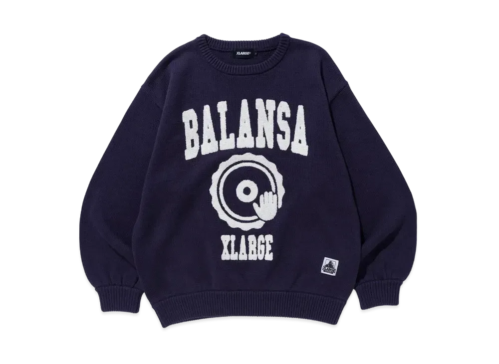 XLARGE x BALANSA CREWNECK KNIT "Navy"