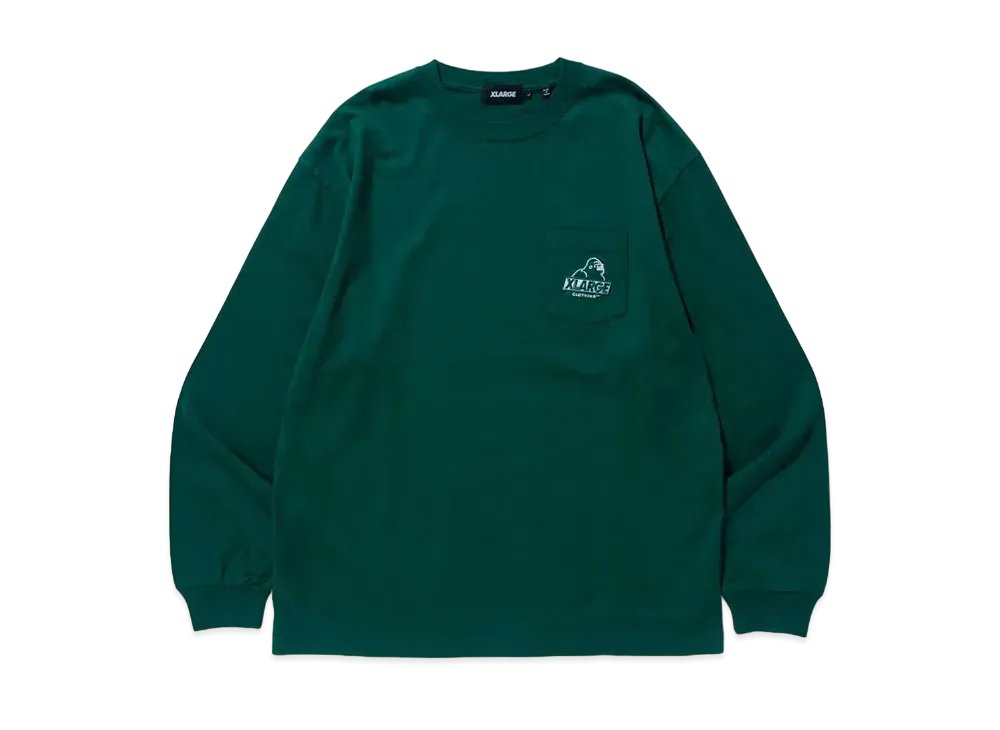 XLARGE EMBROIDERY SLANTED OG L/S POCKET TEE XLARGE "Green"
