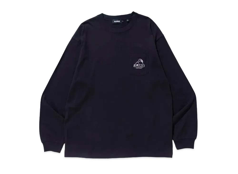 XLARGE EMBROIDERY SLANTED OG L/S POCKET TEE XLARGE "Black"