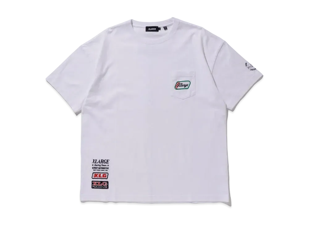 XLARGE S/S POCKET TEE VINTAGE RACING CAR TEAM "White"