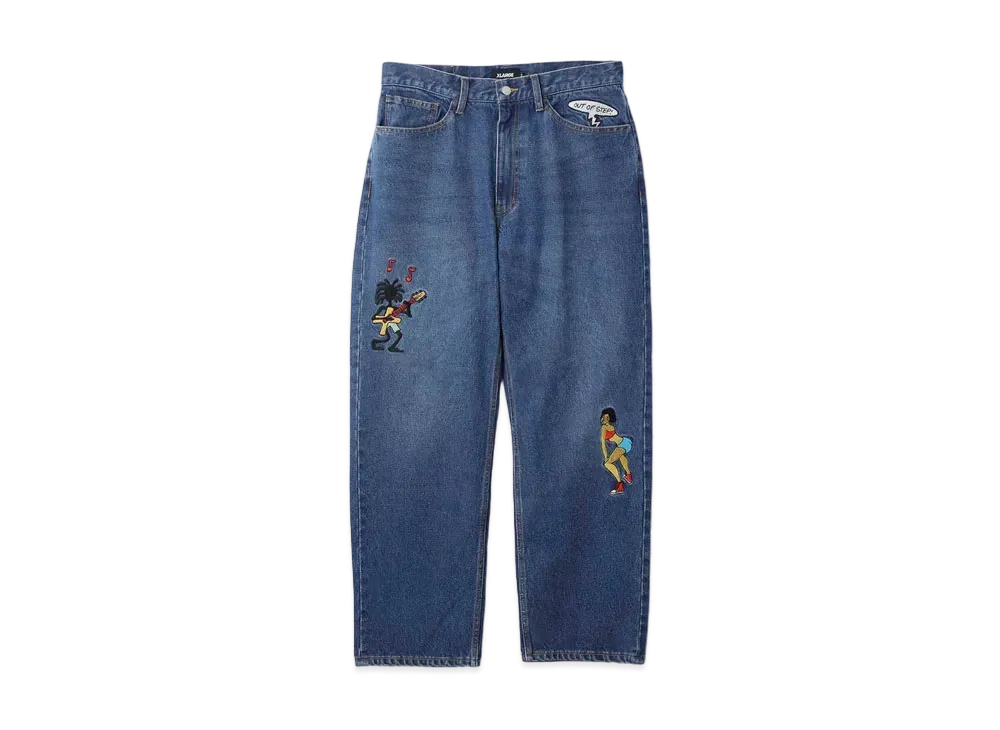 XLARGE EMBROIDERY RAVE DENIM PANTS XLARGE "Indigo"