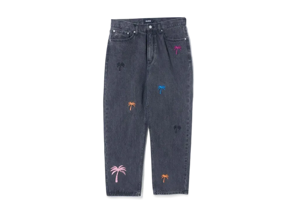 XLARGE PARM TREE EMBROIDERY DENIM PANTS "Black"