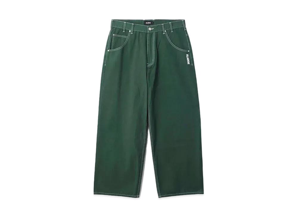 XLARGE CONTRAST STITCH LEATHER PATCHED PANTS XLARGE "Green"