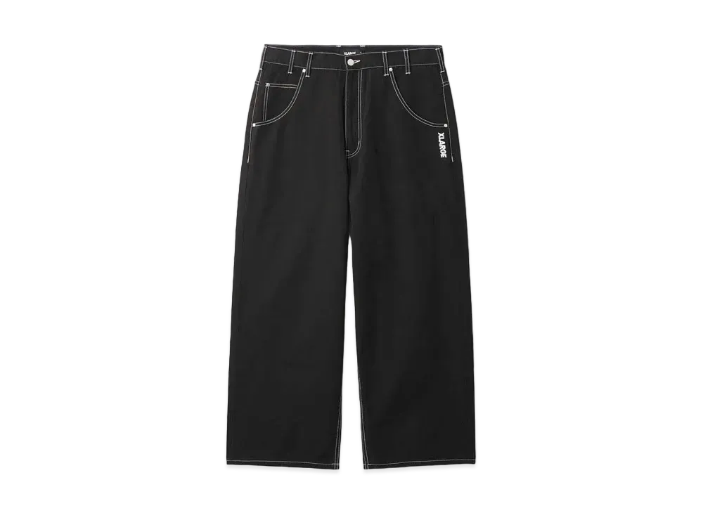 XLARGE CONTRAST STITCH LEATHER PATCHED PANTS XLARGE "Black"