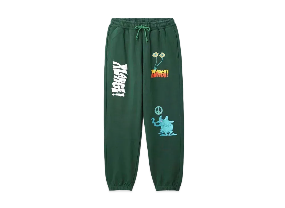 XLARGE PEACE WORLD SWEAT PANTS XLARGE "Green"