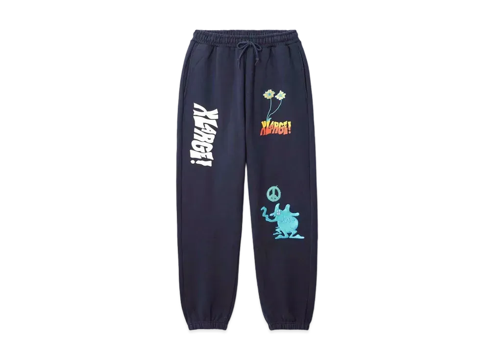 XLARGE PEACE WORLD SWEAT PANTS XLARGE "Navy"