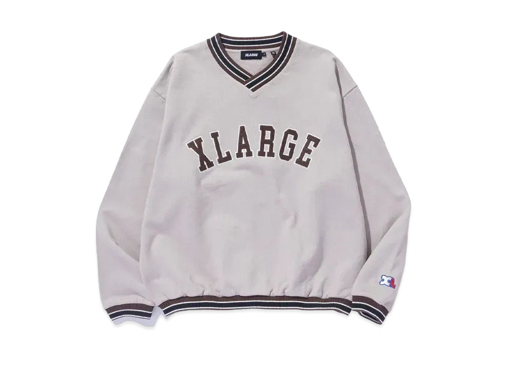 XLARGE Rib Line V Neck Sweatshirt "Beige"