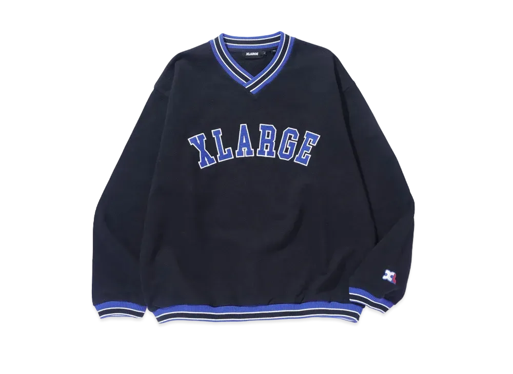 XLARGE Rib Line V Neck Sweatshirt "Black"