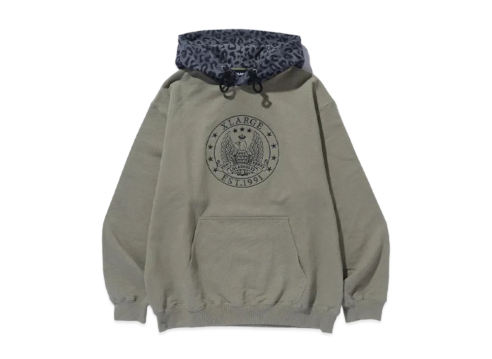 XLARGE Pattern Blocked Hooded Sweatshirt "Olive"