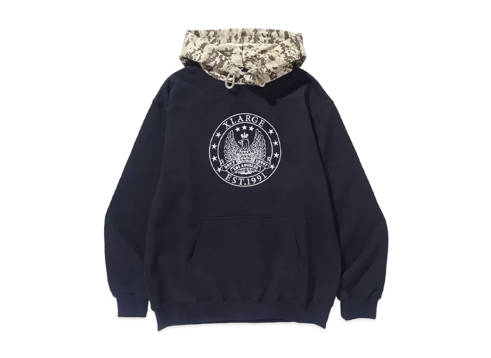 XLARGE Pattern Blocked Hooded Sweatshirt "Black"