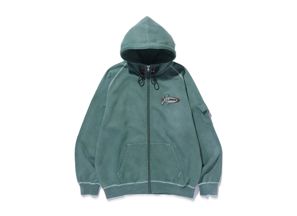 XLARGE Bleached Zip Hooded Sweat Shirt "Green"