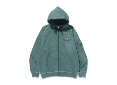 XLARGE Bleached Zip Hooded Sweat Shirt "Green"