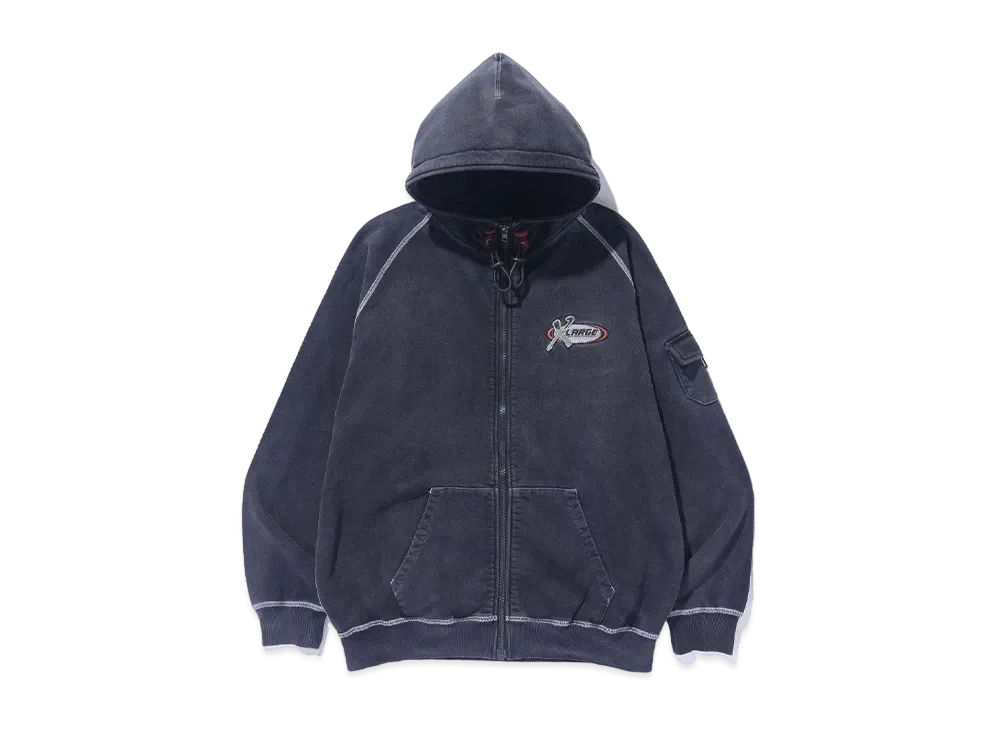 XLARGE Bleached Zip Hooded Sweat Shirt "Black"