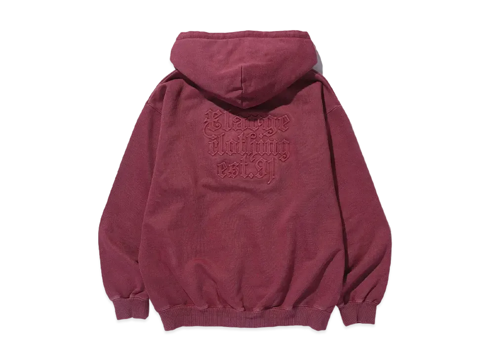 XLARGE Pigment Embossed Zip Hooded Sweatshirt "Burgundy"
