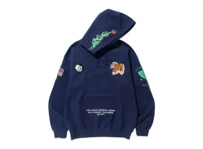 XLARGE Tiger Embroidery Hooded Sweatshirt "Navy"
