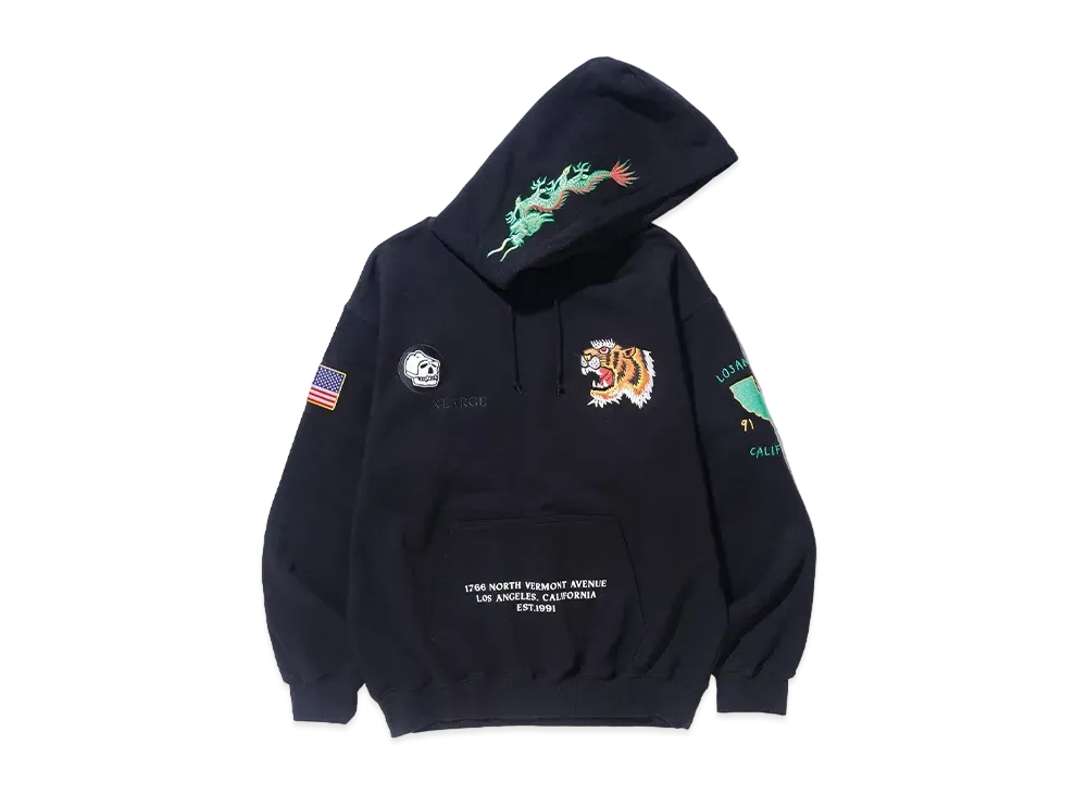 XLARGE Tiger Embroidery Hooded Sweatshirt "Black"