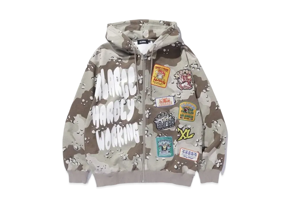 XLARGE Multi Logo Zip Up Hooded Sweatshirt "Camo"