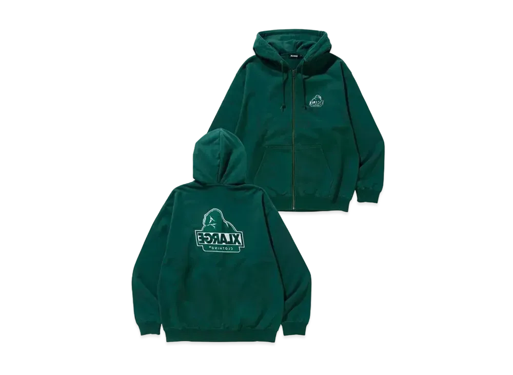 XLARGE Backside Slanted OG Zip Hooded Sweatshirt "Green"