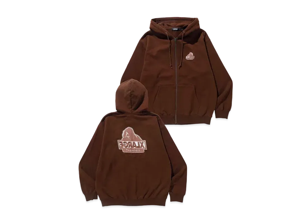 XLARGE Backside Slanted OG Zip Hooded Sweatshirt "Brown"