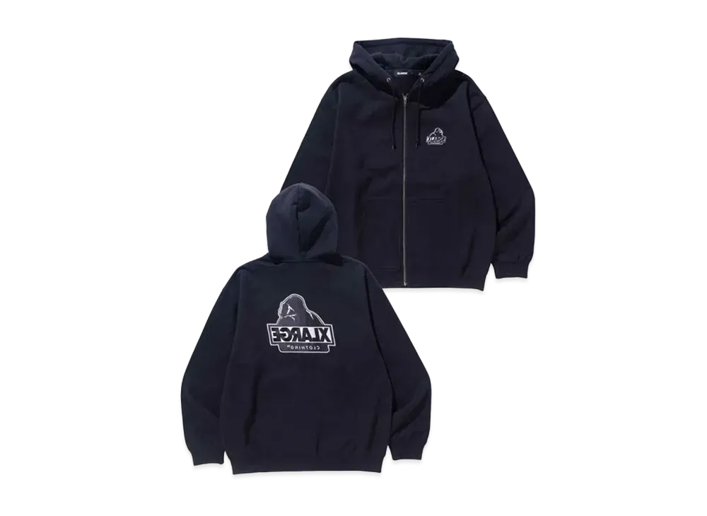 XLARGE Backside Slanted OG Zip Hooded Sweatshirt "Black"