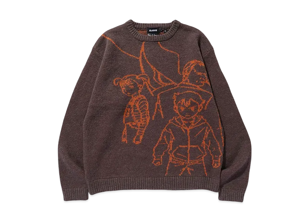 XLARGE x Netflix 「PLUTO」 Crewneck Knit "Brown"