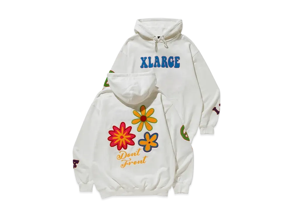 XLARGE Flower Pullover Hooded Sweat "White"