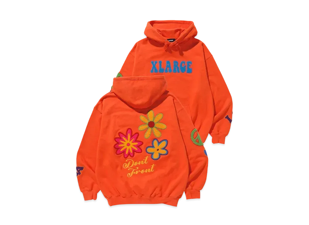 XLARGE Flower Pullover Hooded Sweat "Orange"