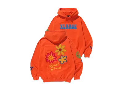 XLARGE Flower Pullover Hooded Sweat "Orange"