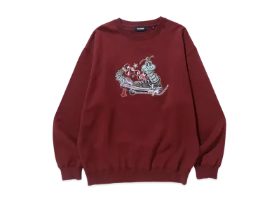XLARGE Caterpillar In A Shoe Crewneck Sweatshirt "Burgundy"