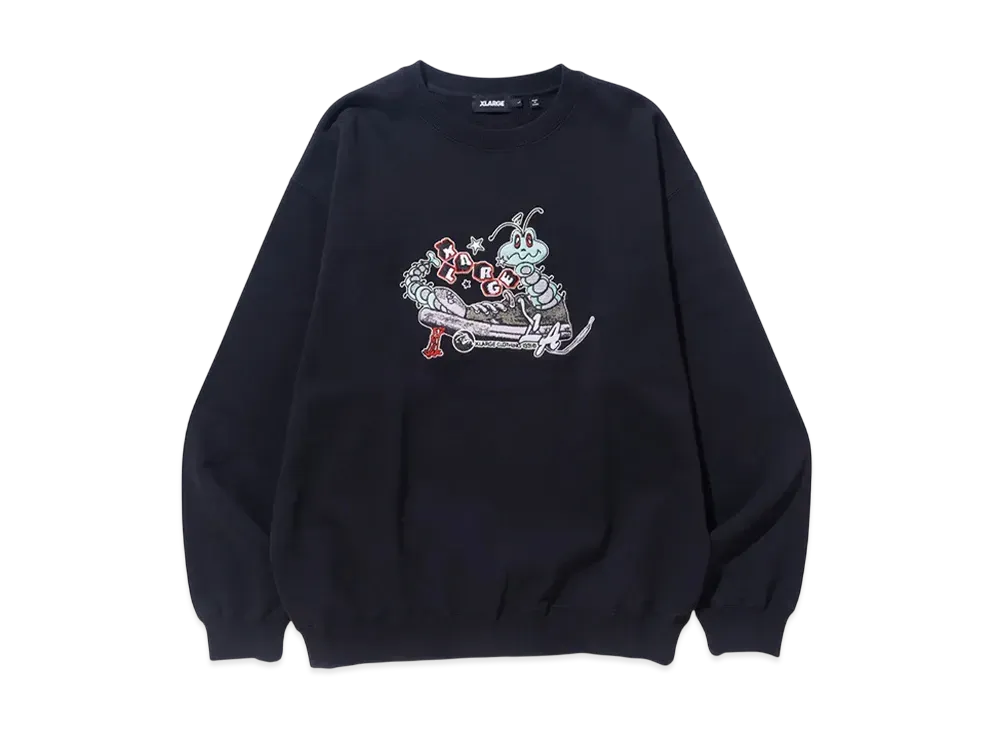 XLARGE Caterpillar In A Shoe Crewneck Sweatshirt "Black"