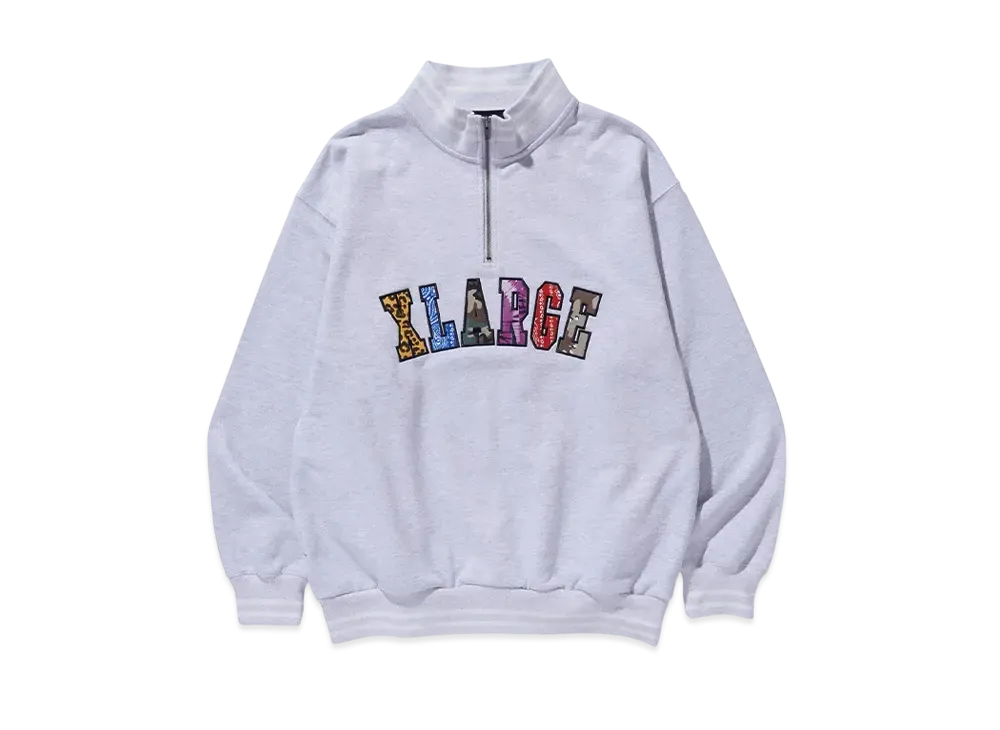 XLARGE Mixed Logo Half Zip Sweatshirt "Ash"